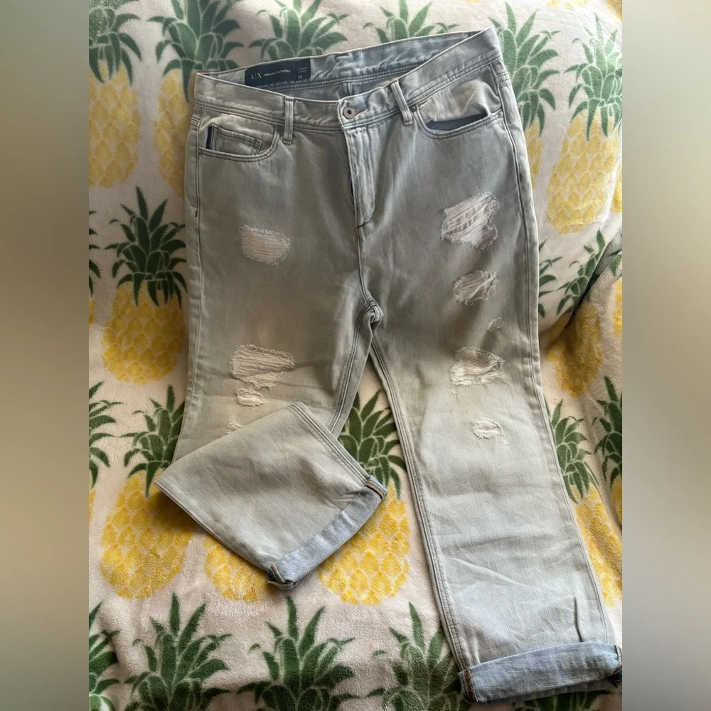Armani Exchange Boyfriend Jeans, Distressed, Sz 29 - Picture 6 of 6